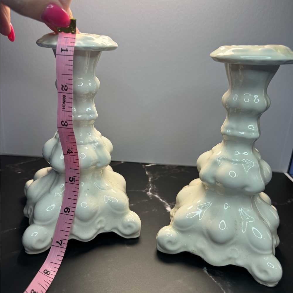 White candle holders set of 2